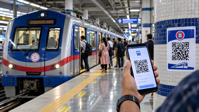 Kolkata Metro QR Tickets 2026: Scan Station Stickers, Check 5% Discount and Book via Paytm 2 Illustrative Kolkata Metro mobile QR ticket booking on a station platform