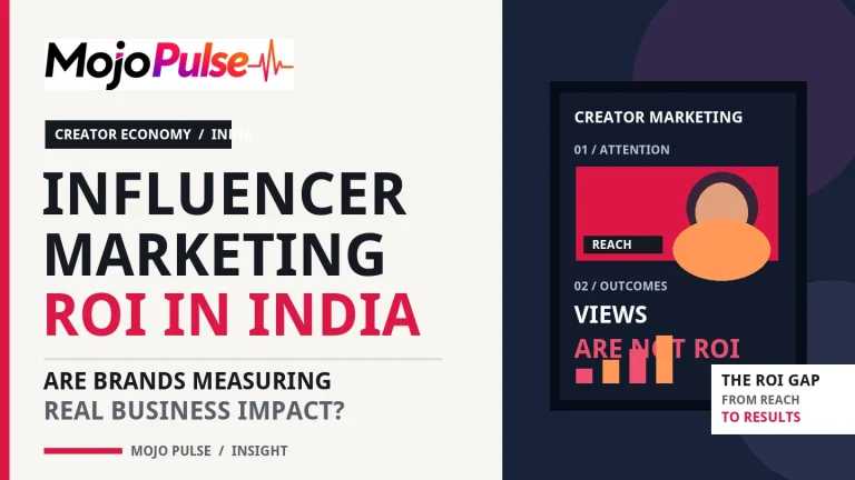 Influencer Marketing ROI in India: Are Brands Measuring Real Impact? 3 MOJO PULSE illustration of influencer marketing ROI in India: are brands measuring real business impact?