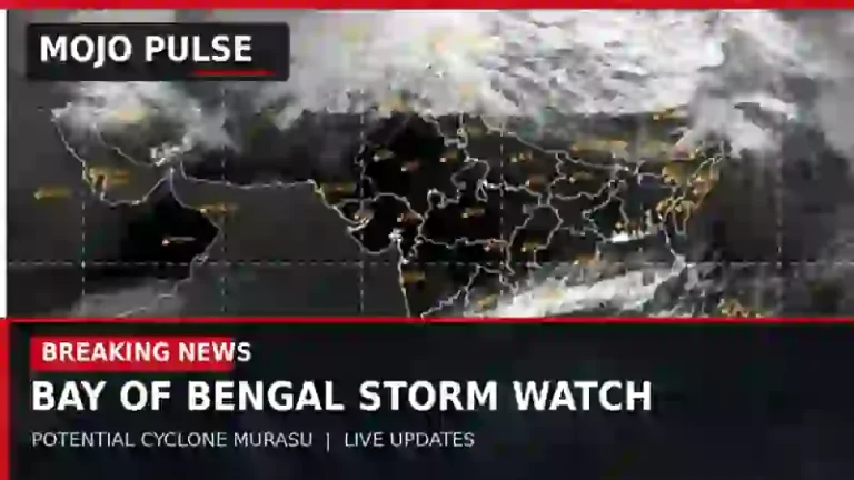 Satellite map supplied to MOJO PULSE with Breaking News title: potential cyclone Murasu in the Bay of Bengal