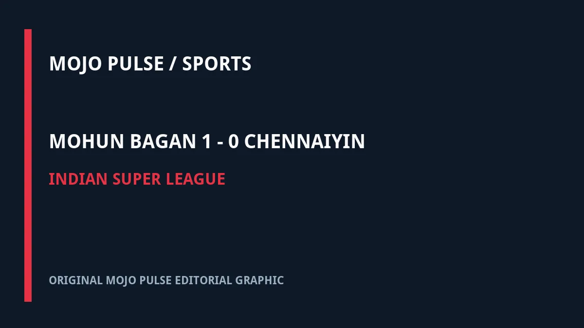 Original MOJO PULSE Sports Desk editorial graphic for Manvir Singh’s 85th-Minute Winner Gives Mohun Bagan 1–0 Victory Over Chennaiyin
